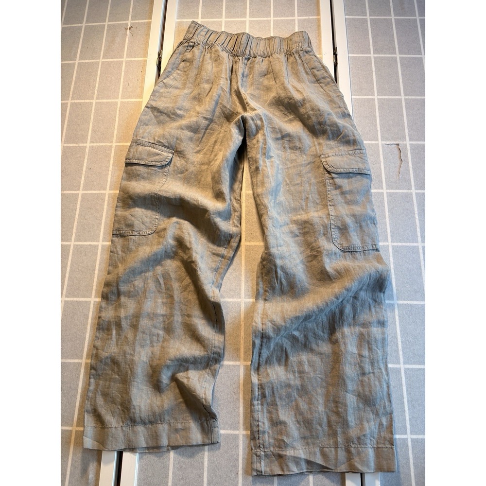 C & C California Cargo 100% Linen Wide Leg Pants, Boho, Peasant, Preppy, EUC
